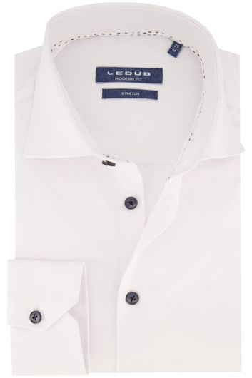 Ledub overhemd Modern Fit wit katoen stretch