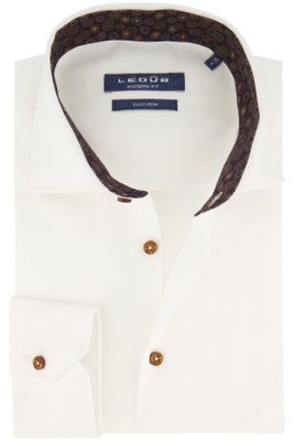 Ledub Ledub overhemd mouwlengte 7 katoen Modern Fit wit