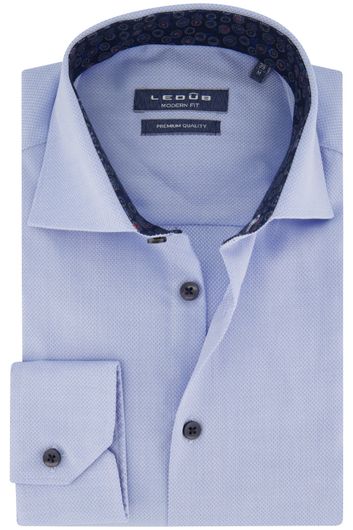 Ledub overhemd blauw modern fit katoen