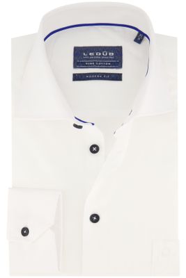 Ledub Katoenen overhemd Ledub modern fit wit