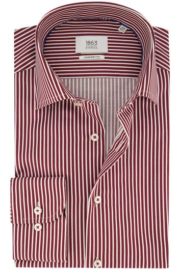 Rood Eterna business overhemd normale fit gestreept katoen