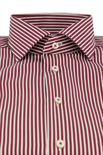 Rood Eterna business overhemd normale fit gestreept katoen
