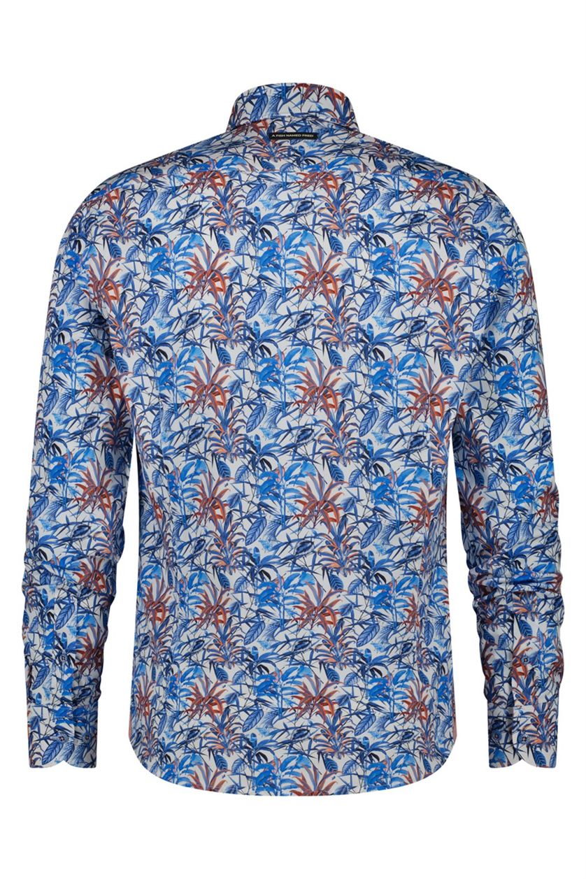 Rood/blauw geprint katoenen A Fish Named Fred overhemd slim fit
