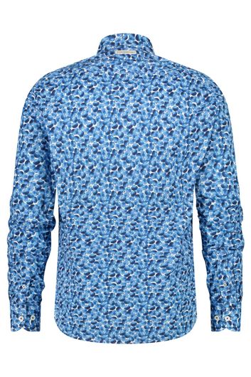 A Fish Named Fred casual overhemd slim fit blauw geprint katoen