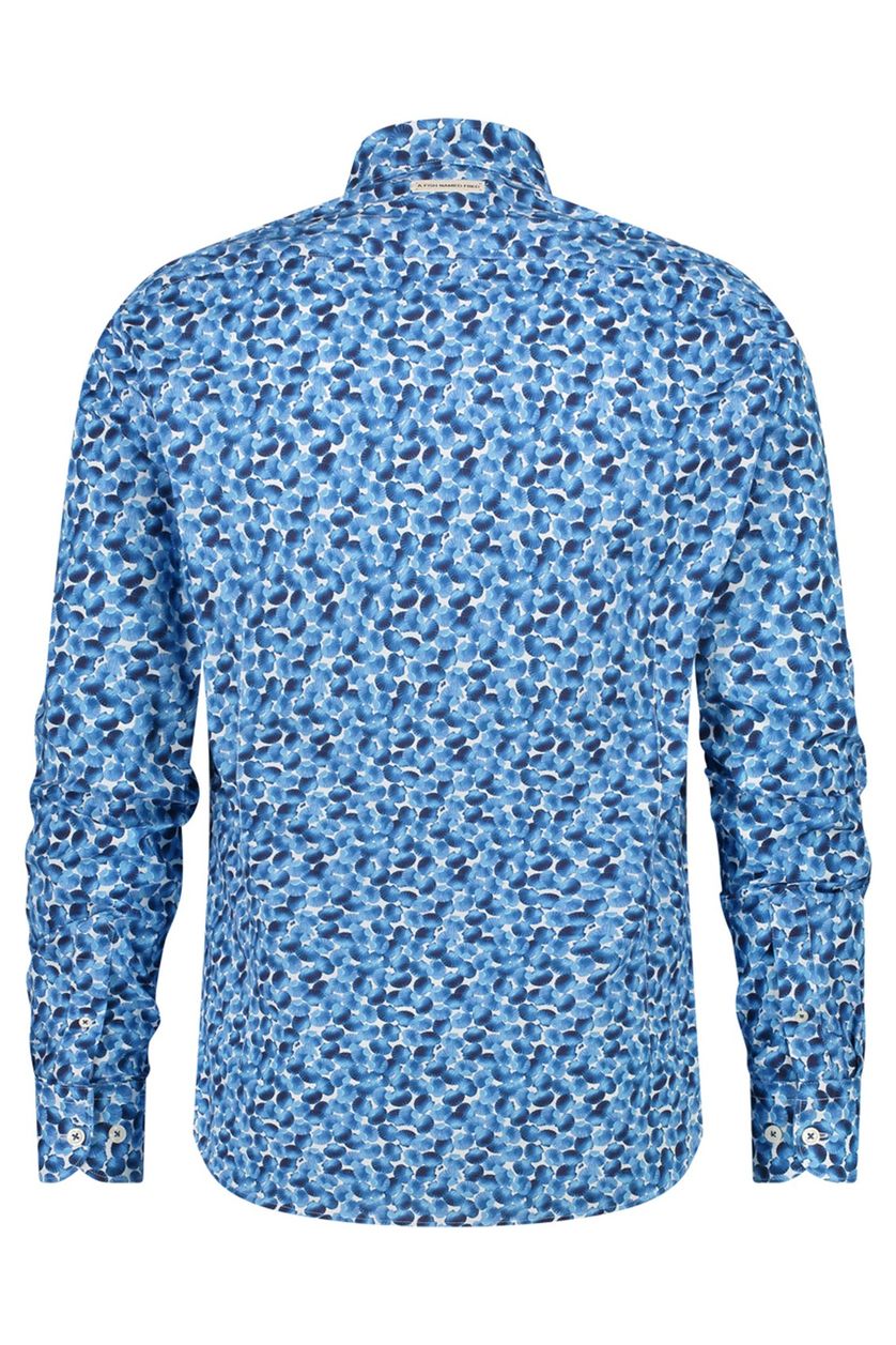 Katoenen overhemd A Fish Named Fred blauw geprint slim fit