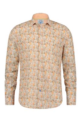 A Fish Named Fred Oranje A Fish Named Fred casual overhemd geprint katoen slim fit