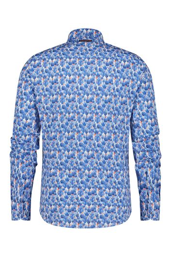 A Fish Named Fred casual overhemd slim fit blauw geprint katoen