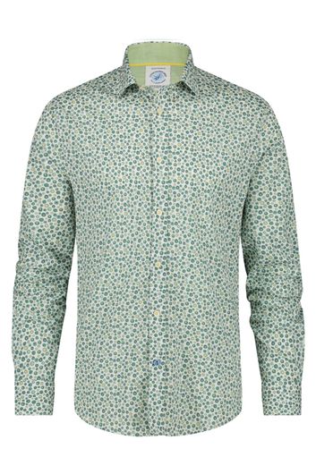 A Fish Named Fred casual overhemd groen geprint slim fit