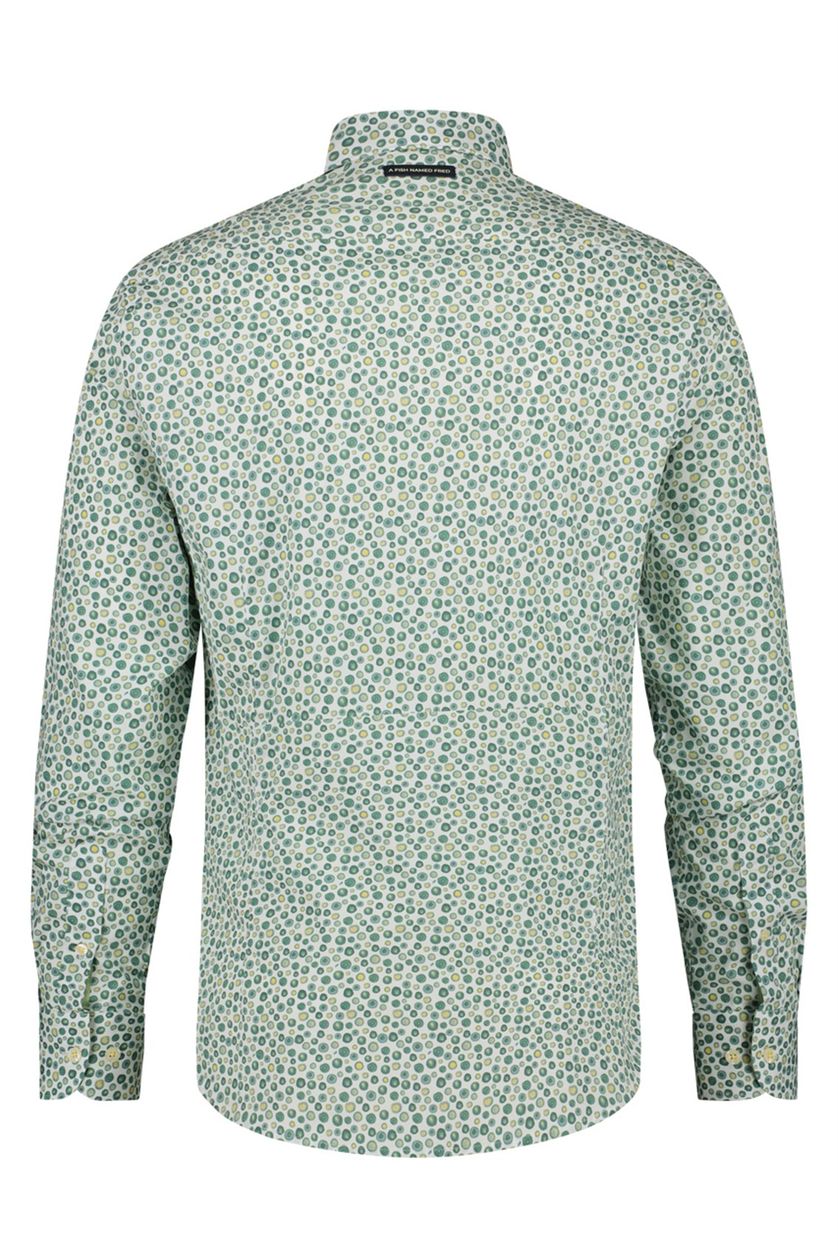 Overhemd casual A Fish Named Fred slim fit groen geprint