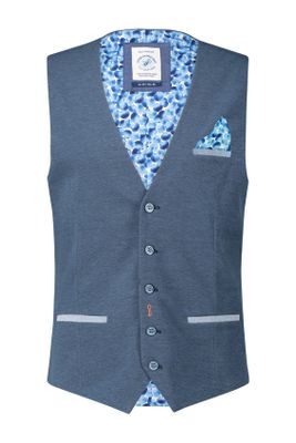 A Fish Named Fred A Fish Named Fred gilet donkerblauw effen katoen slim fit 