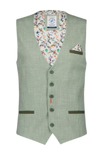 A Fish Named Fred gilet groen geruit slim fit