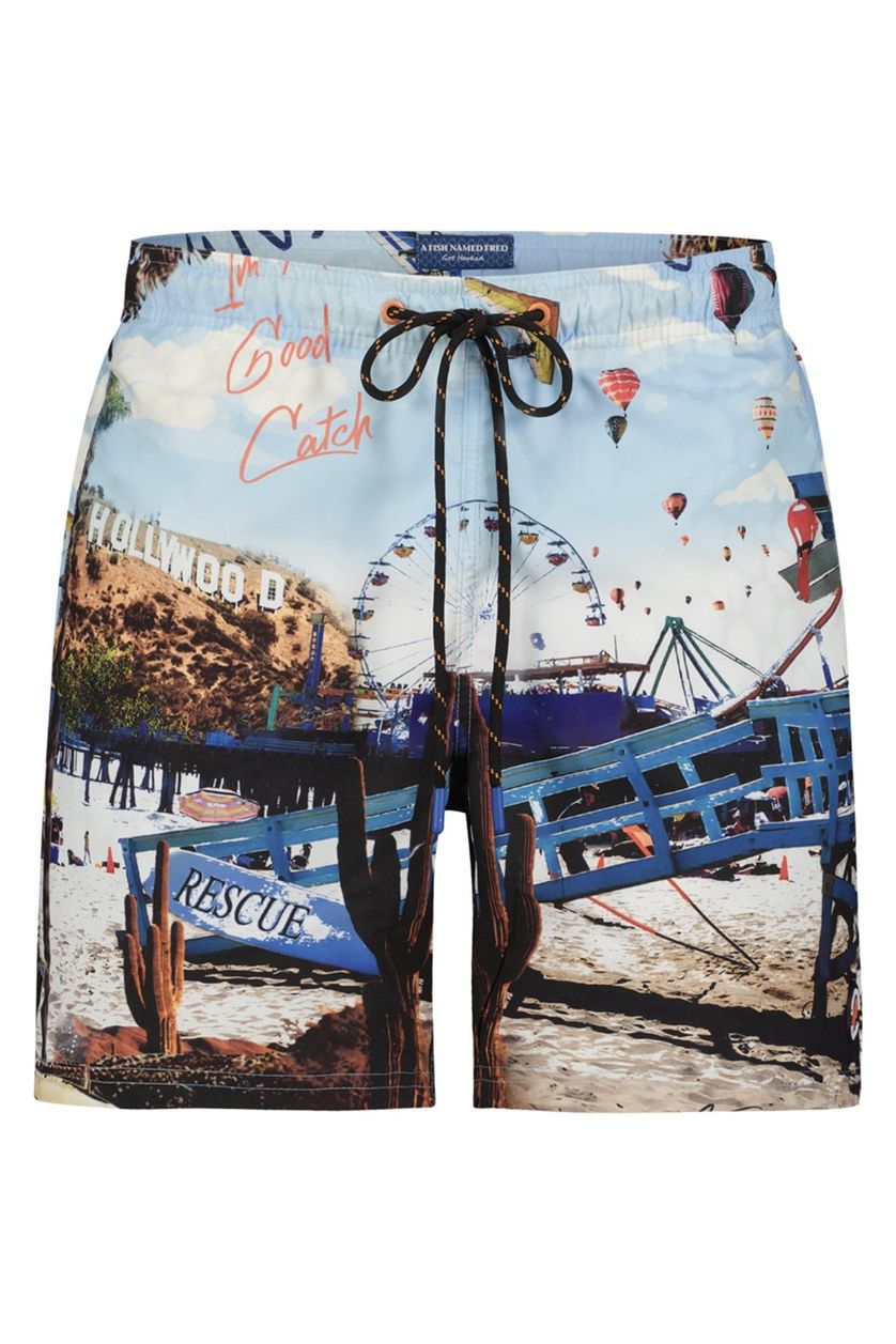 A Fish Named Fred zwembroek blauw geprint foto slim fit