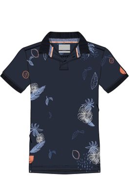 A Fish Named Fred A Fish Named Fred polo normale fit donkerblauw bloemen printje
