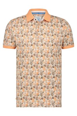 A Fish Named Fred A Fish Named Fred polo stretch oranje geprint katoen slim fit