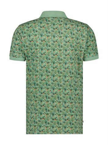 A Fish Named Fred polo groen geprint katoen slim fit 