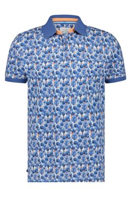 A Fish Named Fred A Fish Named Fred polo slim fit blauw geprint katoen, stretch