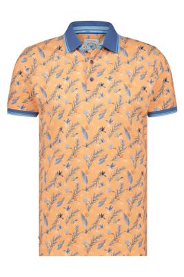 A Fish Named Fred A Fish Named Fred polo slim fit oranje geprint katoen, stretch