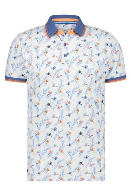 A Fish Named Fred A Fish Named Fred polo lichtblauw geprint katoen slim fit