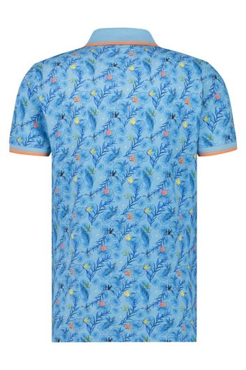 A Fish Named Fred polo normale fit blauw geprint katoen, stretch