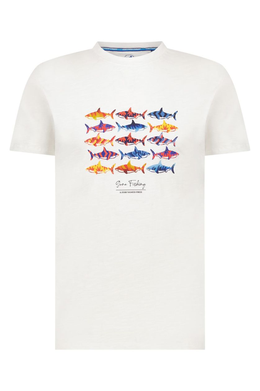 A Fish Named Fred t-shirt wit geprint katoen