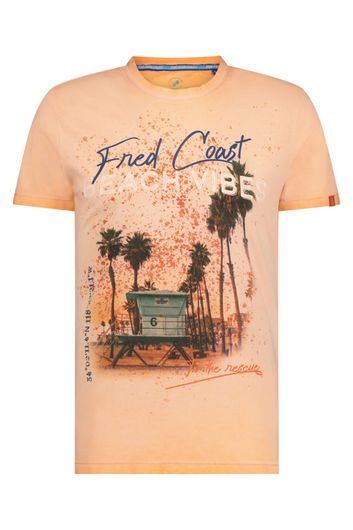 A Fish Named Fred t-shirt rood geprint slim fit