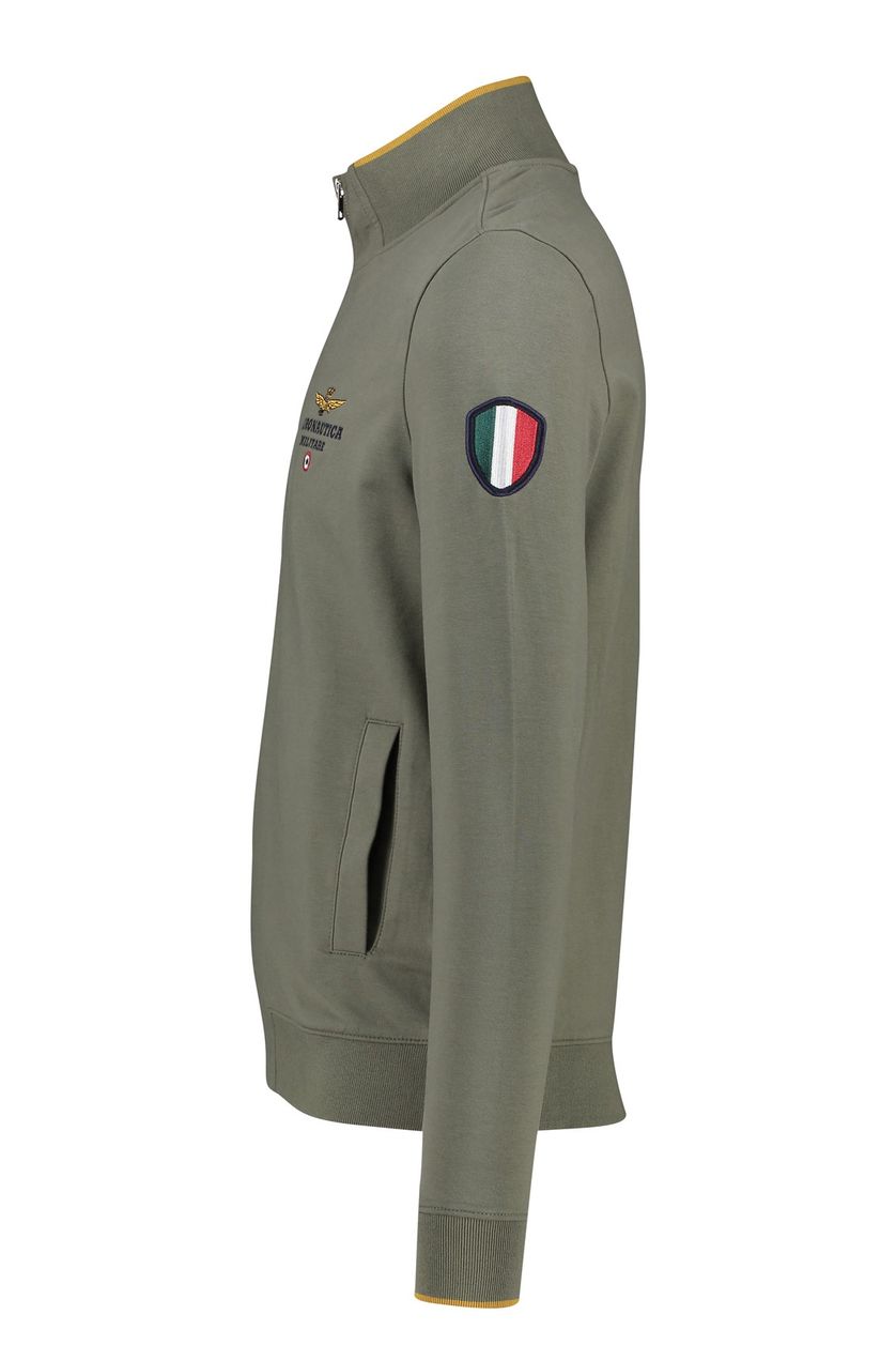 katoenen Aeronautica Militare vest geprint groen rits