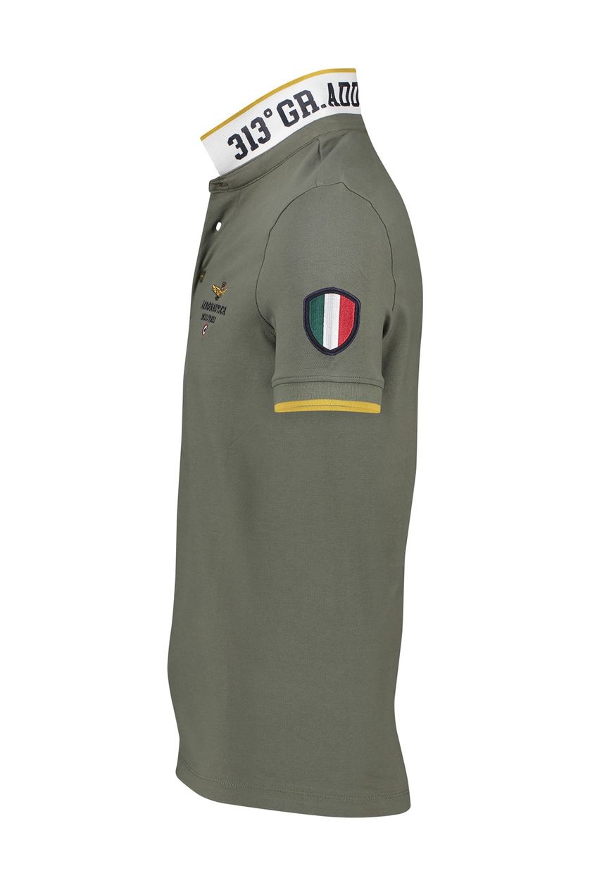 Katoenen Aeronautica Militare polo groen geprint slim fit