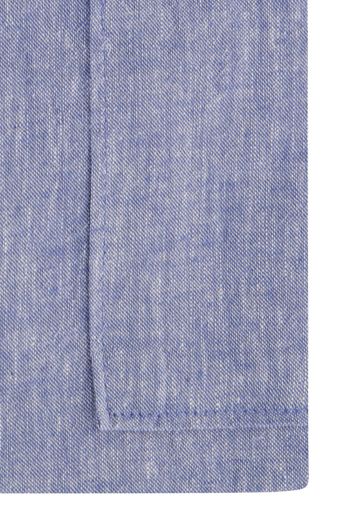 Barbour blauw gemêleerd overhemd regular fit linnen korte mouw