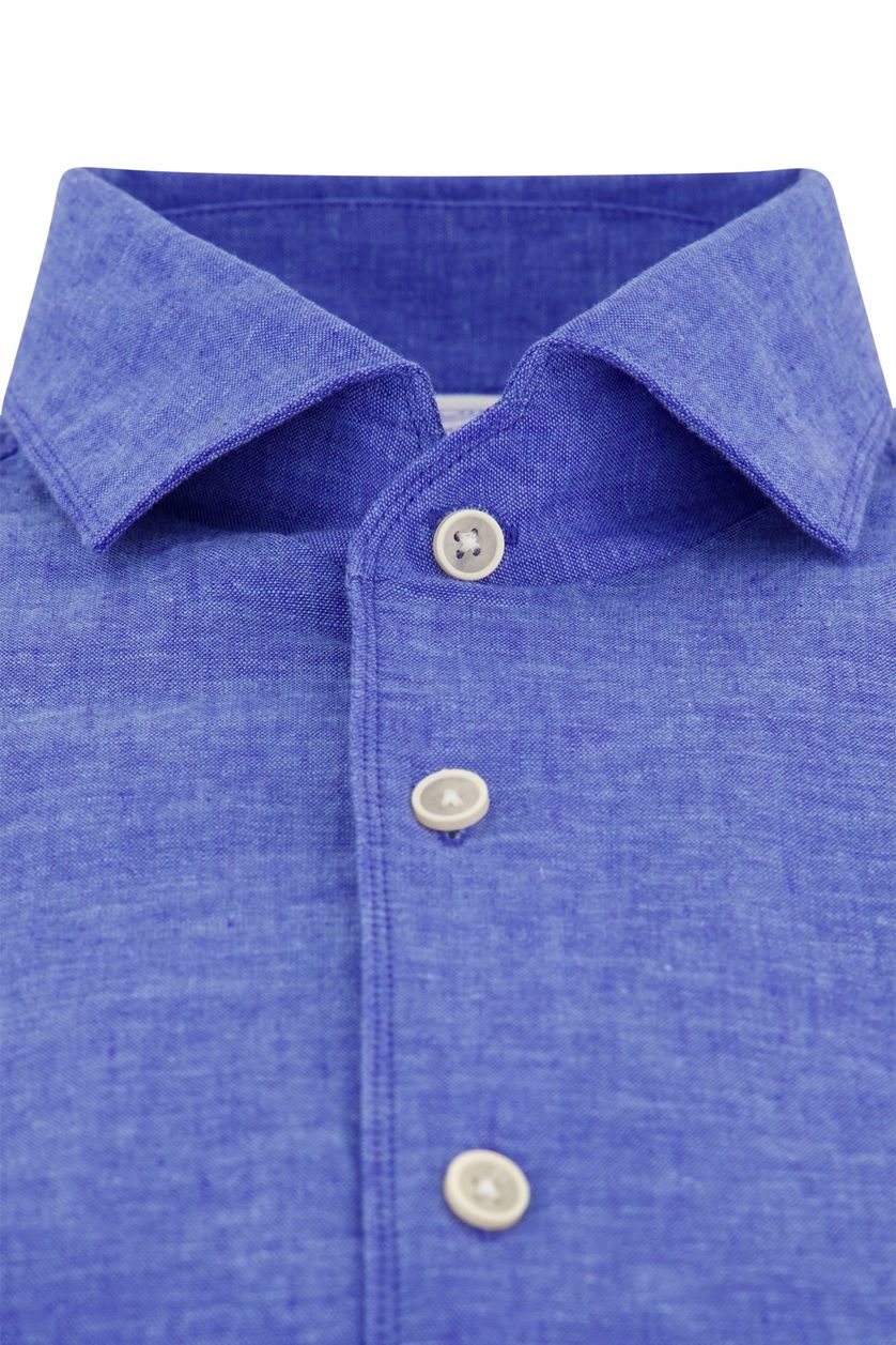 Blue Industry linnen overhemd blauw gemêleerd slim fit