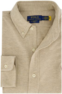 Polo Ralph Lauren Polo Ralph Lauren overhemd beige gemêleerd normale fit katoen