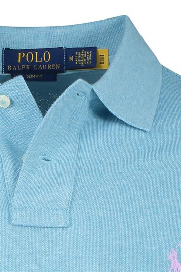 Polo Ralph Lauren polo slim fit lichtblauw katoen 2-knoops