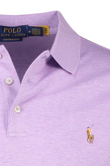 Katoenen Polo Ralph Lauren polo custom slim fit paars korte mouw