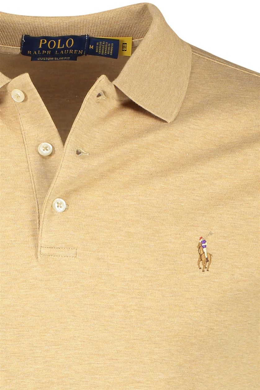 Polo Ralph Lauren polo Custom Slim Fit normale fit camel gemêleerd 100% katoen