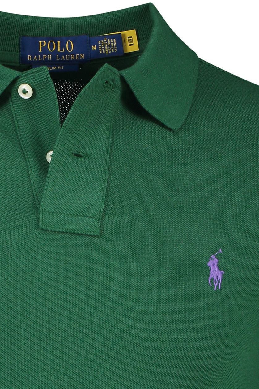 Polo Ralph Lauren poloshirt met korte mouwen slim fit groen effen katoen