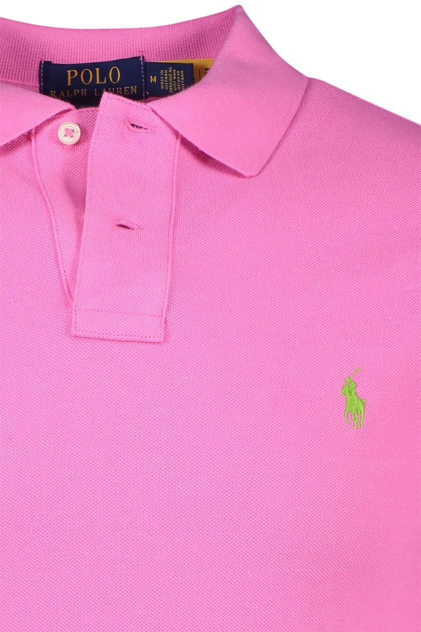 Polo Ralph Lauren casual korte mouwen polo slim fit roze effen katoen