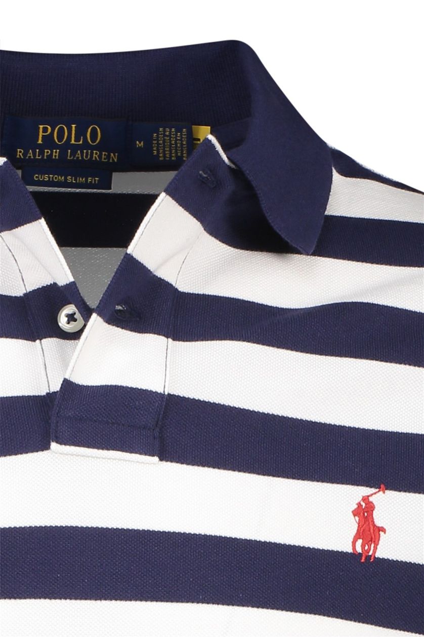 Navy gestreept Polo Ralph Lauren polo katoen custom slim fit