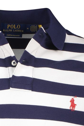Polo Ralph Lauren custom slim fit polo katoen donkerblauw gestreept