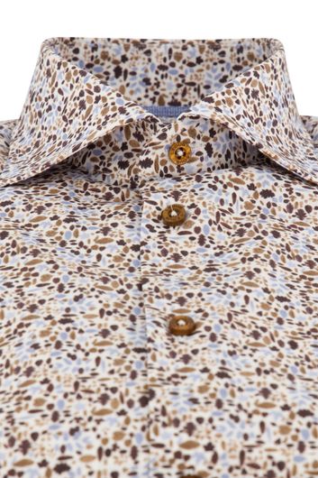 Ledub overhemd bruin geprint modern fit