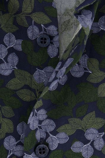 Overhemd Ledub mouwlengte 7 Modern Fit New groen blauw geprint katoen