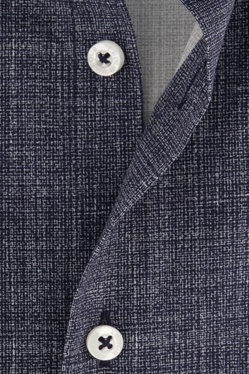 Ledub overhemd donkerblauw geprint Modern Fit New katoen