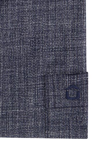 Ledub overhemd donkerblauw geprint Modern Fit New katoen