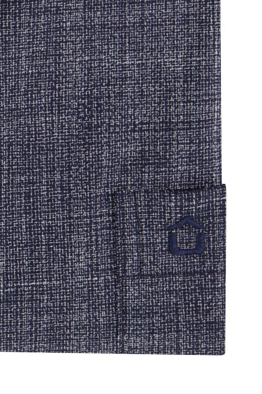 Ledub overhemd Modern Fit New donkerblauw geprint katoen