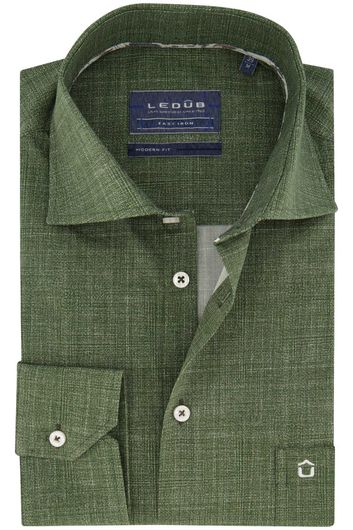 Ledub modern fit overhemd groen