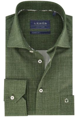 Ledub Groen Ledub overhemd mouwlengte 7 Modern Fit New geprint katoen
