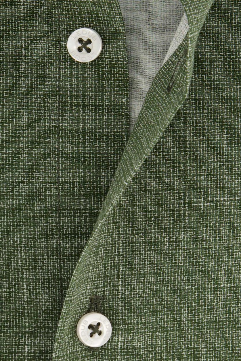 Normale fit Ledub groen geprint overhemd mouwlengte 7 katoen