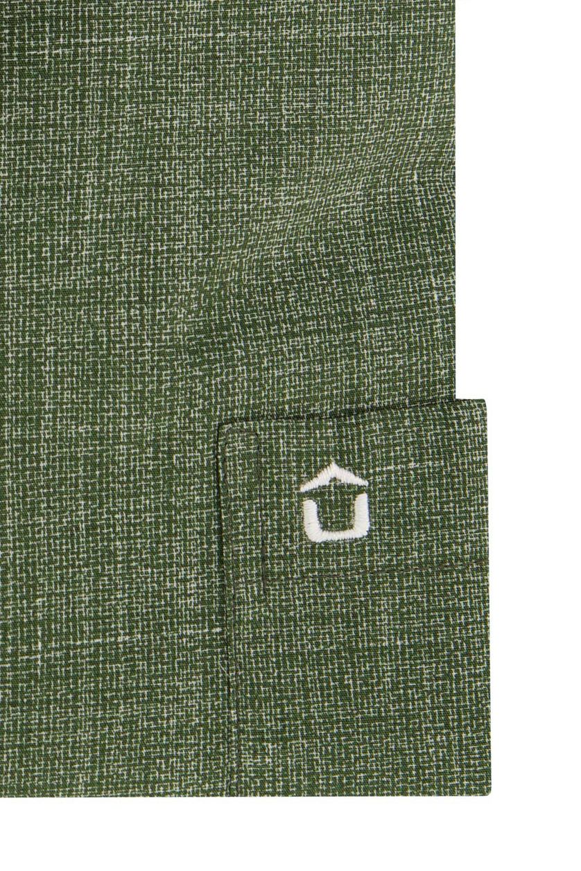 Normale fit Ledub groen geprint overhemd mouwlengte 7 katoen