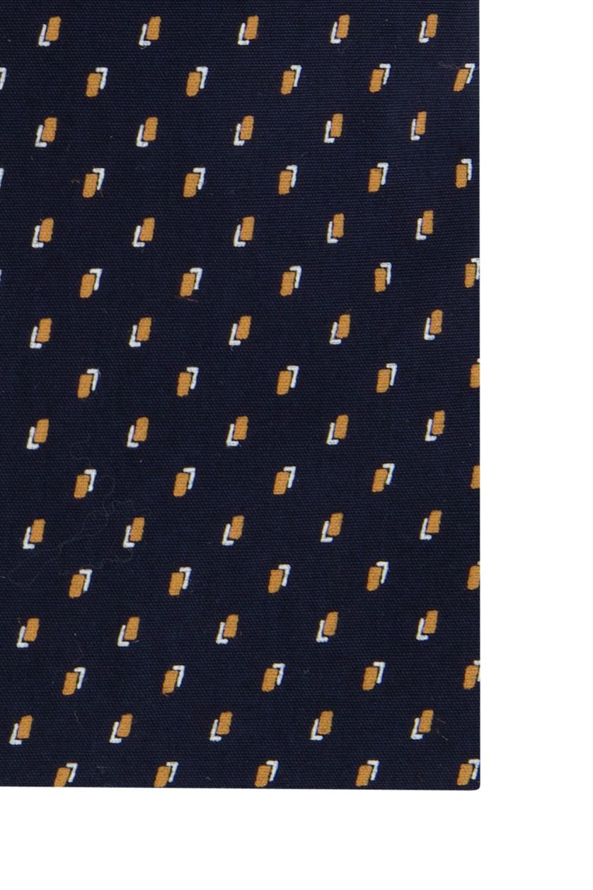 Overhemd Ledub mouwlengte 7 Modern Fit New donkerblauw geprint katoen