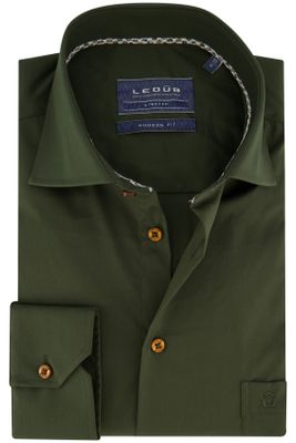 Ledub Ledub overhemd modern fit donkergroen