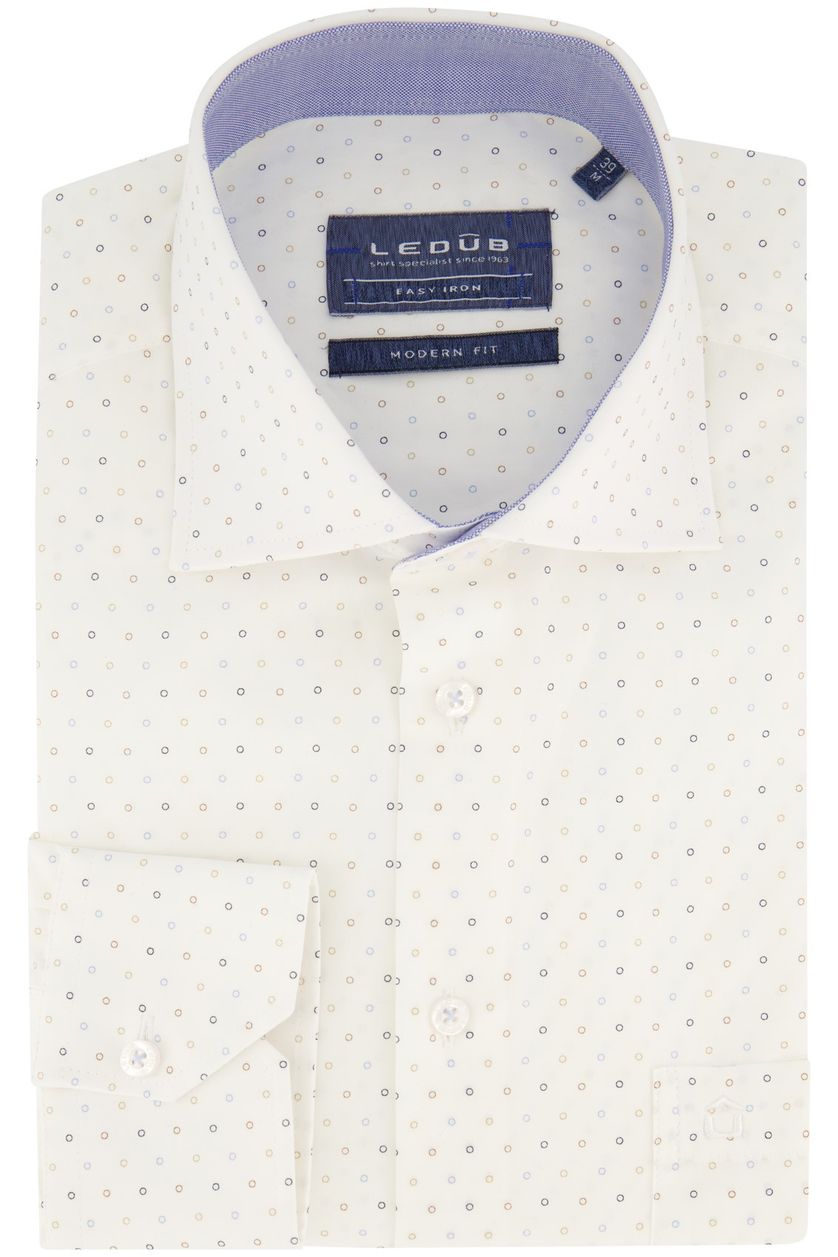 Geprint Ledub overhemd wit modern fit
