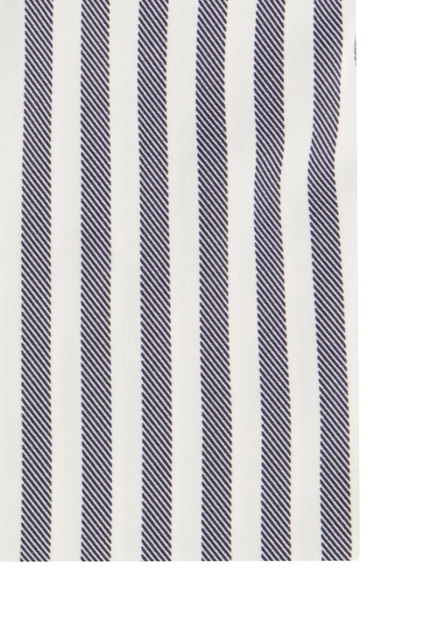 Ledub blauw wit gestreept overhemd mouwlengte 7 Modern Fit New katoen
